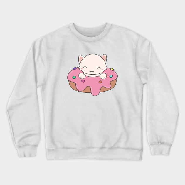 Kawaii Cute Donut Cat T-Shirt Crewneck Sweatshirt by happinessinatee